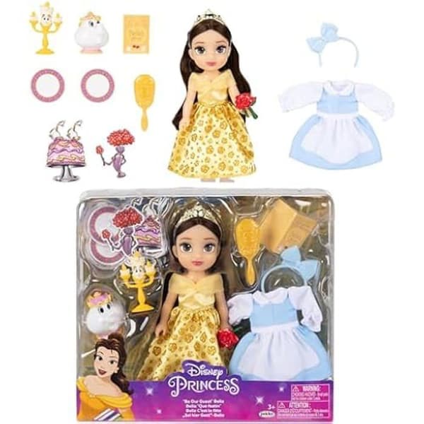 Puppa Belle - DISNEY PRINCESS - Puppa Belle - 15,2 cm - 2 kläder - Tillbehör ingår