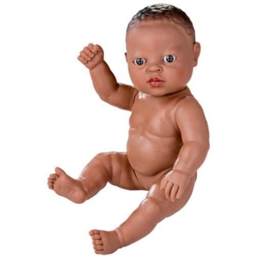 Berjuan Newborn Doll - Vit/Blå Vinyl/Textil - 30cm - Tjej - Levereras med blöja