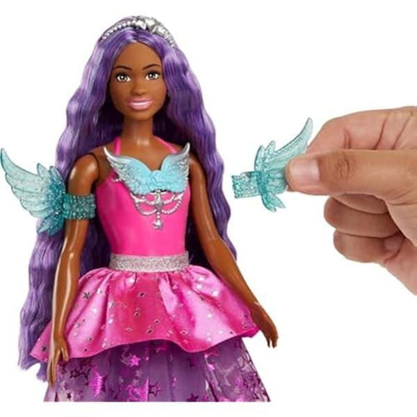 Barbie docka - BARBIE - A Touch of Magic Brooklyn - Långt hår 18 cm - Fantasi klänning - Djur ingår