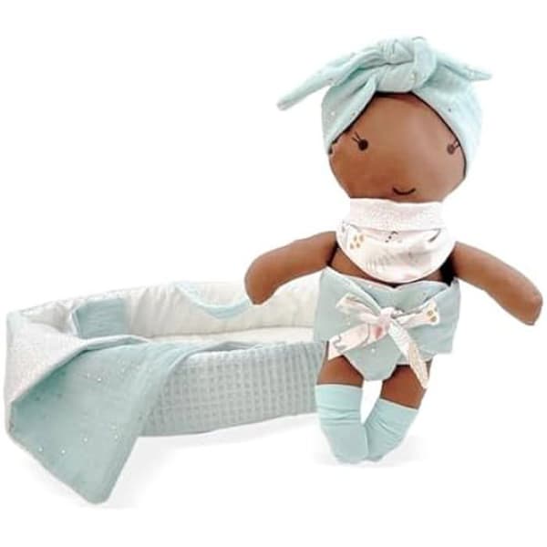 Docka - BERJUAN - BB NEGRITA CAPAZO AIAMAR - Flerfärgad leksak - 28 cm - För baby 0-3 år