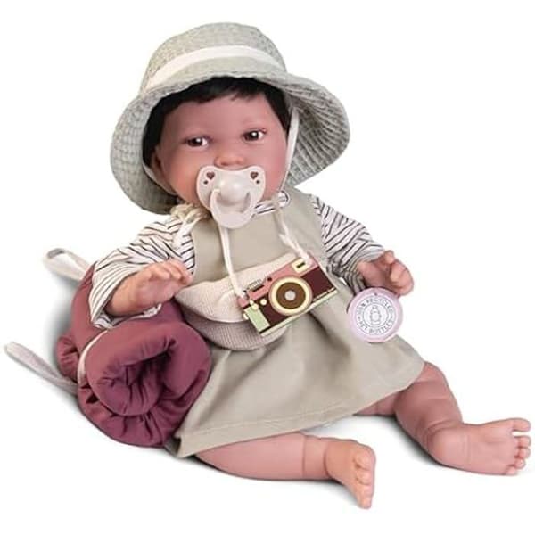 Pipe Explorer Newborn Doll - ANTONIO JUAN - 42 cm - Utflyktstillbehör ingår
