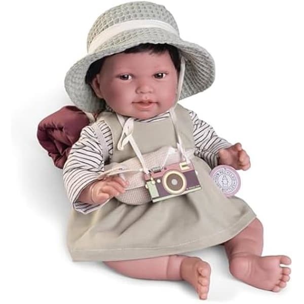 Pipe Explorer Newborn Doll - ANTONIO JUAN - 42 cm - Utflyktstillbehör ingår