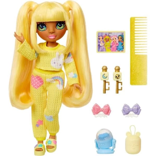 Junior High Pyjamas Party - 22 cm ledad modedocka - Sunny (Gul) - Många accessoarer - från 4 år