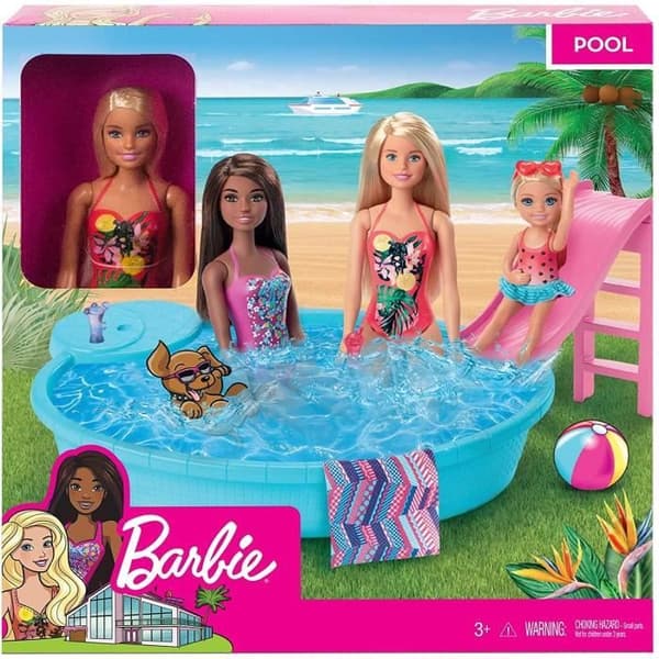 Barbie - Barbie och hennes pool - Fashion Doll Box - 3 år och + GHL91