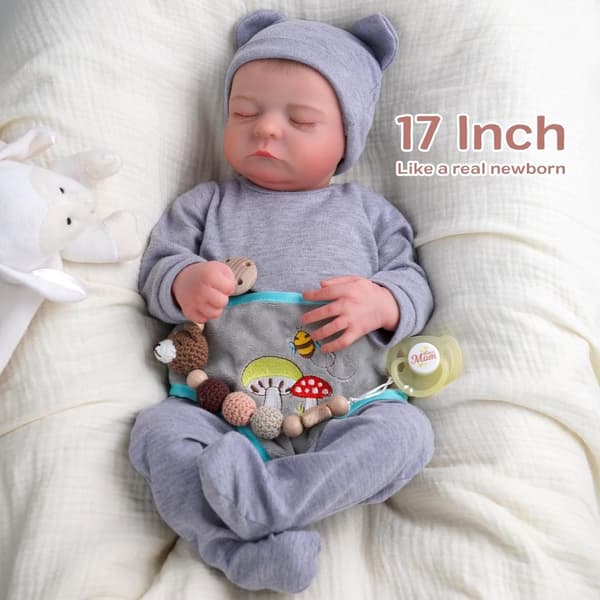 Livliknande Reborn Baby Docka, 17 Tum, Anatomiskt Korrekt, Säkert Vinylmaterial
