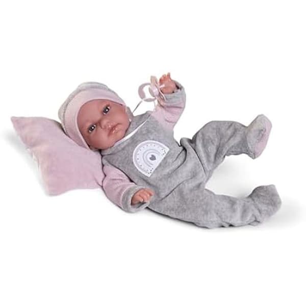 Baby Toneta Posturites Doll med säng - ANTONIO JUAN - Ledkropp 34 cm - Pyjamas och kudde ingår