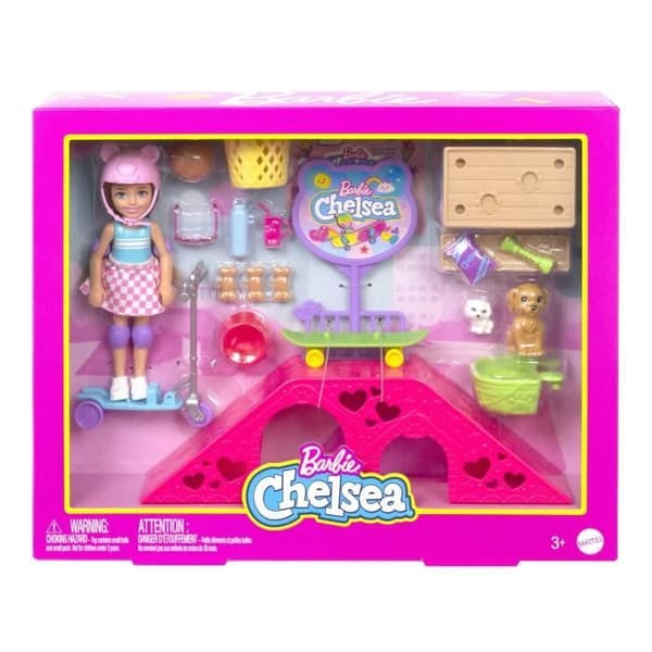 Barbie Chelsea Doll HJY35 med Skate Park och tillbehör - Flerfärgad - Modedocka - från 3 år och uppåt