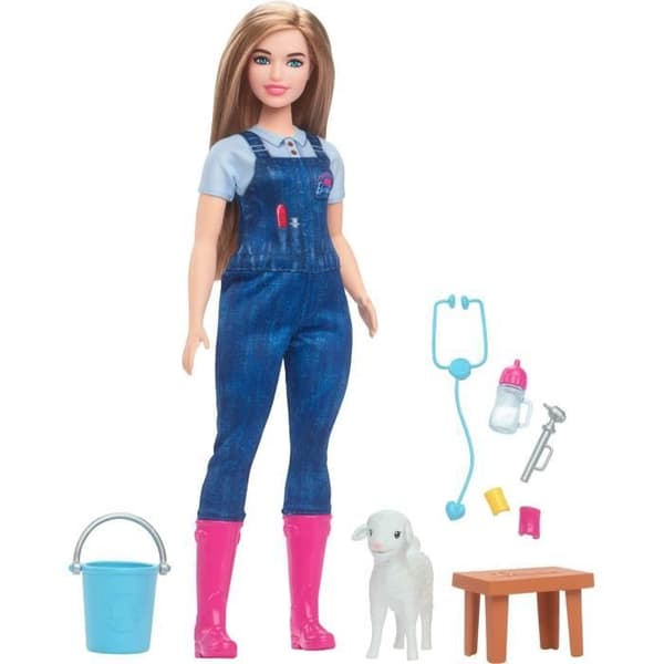 Puppa Barbie Yrken - Barbie - Lantveterinär - 65-årsjubileum - Inkluderat set