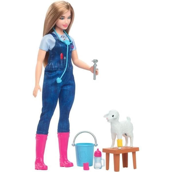 Puppa Barbie Yrken - Barbie - Lantveterinär - 65-årsjubileum - Inkluderat set