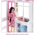 Miniatyrbild 4 av 5: Barbie möblerat dockskåpsset, 360 grader, 2 nivåer och 4 lekytor, valp och tillbehör ingår, åldrarna 3 till 7, HCD47
