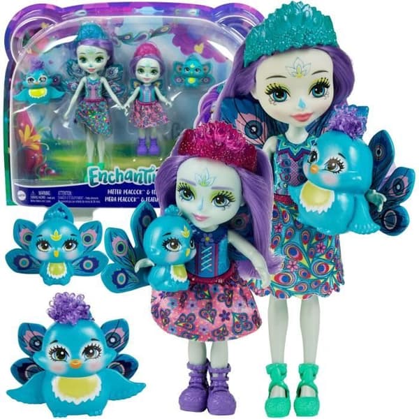 Enchantimals Patter Sisters and Peacock 2-delad dockuppsättning