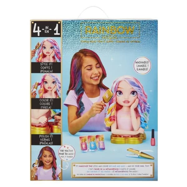 Rainbow High - Bella stylinghuvud - 33cm - Färga naglar och hår - Använd produkterna åt dig - Från 4 år