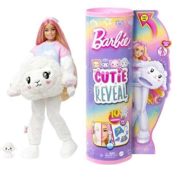 Barbie® Barbie Cutie Reveal Lammdocka, Modedocka, från 3 år och uppåt