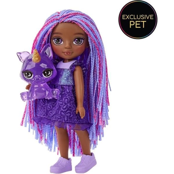 Rainbow High Littles - Docka 15 cm + husdjur - Mörklila - Från 4 år