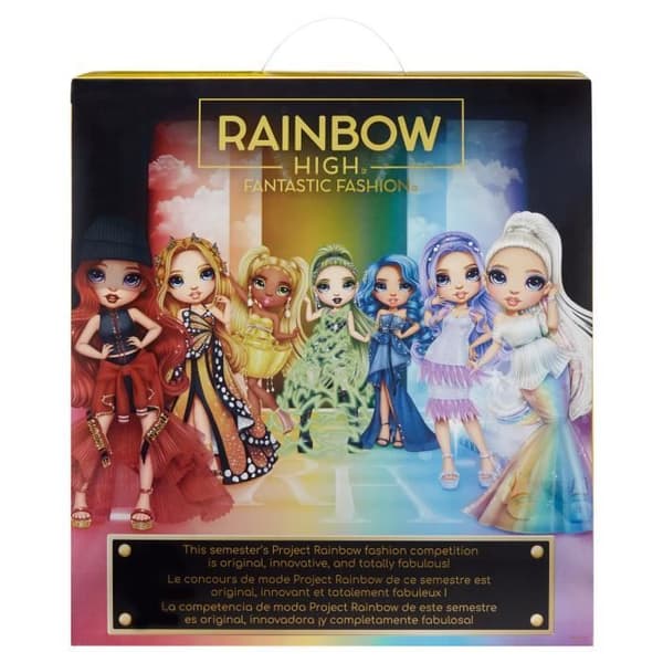 Rainbow High Tentpole PR-temadocka - GUL - 1 galaklänning och 1 ledig outfit + accessoarer och skissbok