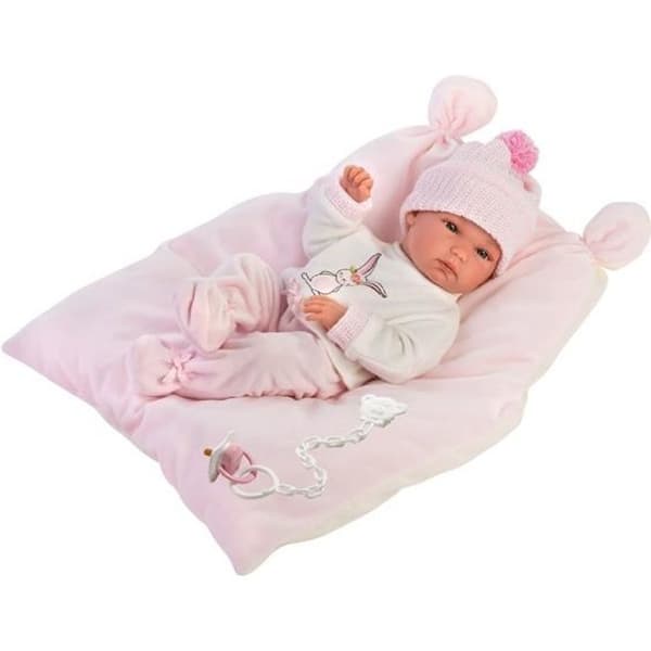 Nyfödd docka Bimba 35 cm med kudde och napp, kropp i vinyl, tjej Llorens 63556