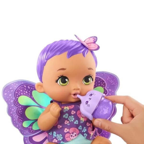 My Garden Baby - Baby Lila Butterfly Drinks &amp; Pees, 30 cm - Docka