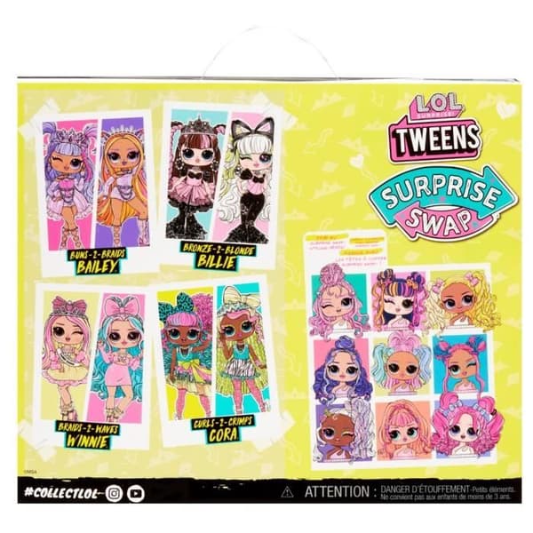 LOL. Surprise Tweens Surprise Swap Fashion Doll - Braids-2-Waves Winnie - 1 Tweens docka 17 cm, 1 mini stylinghuvud och tillbehör