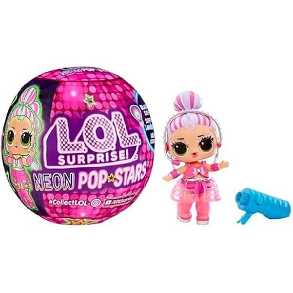 Docka - L.O.L. SURPRISE! - Neon Pop Stars Tots - 7 Tots att samla - Svart ljus - Ljusande tillbehör