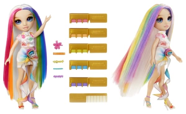Rainbow High Hair Chalk & Style Doll- Amaya (Rainbow), Fashion doll, Female, 4 yr(s), Boy/Girl, 280 mm, Multicolour