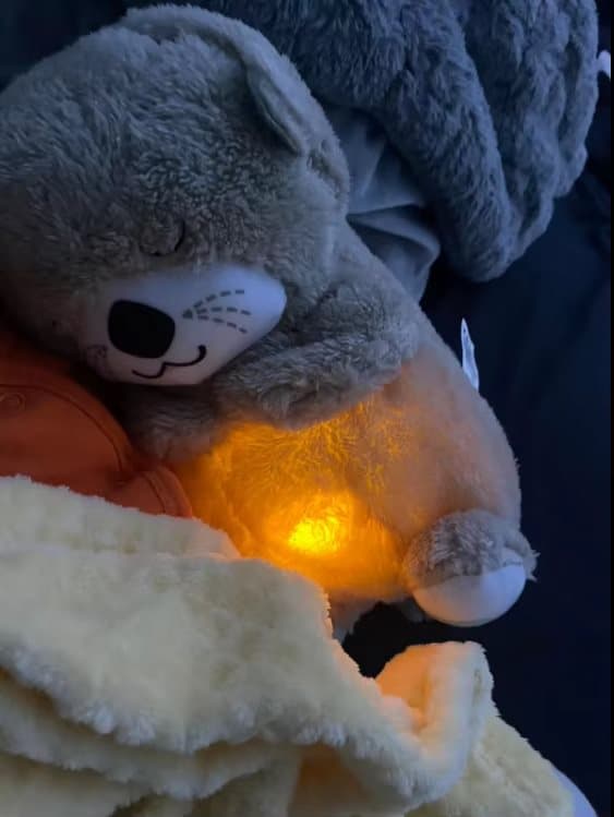 Flerfarvet beroligende og hyggelig odder – bamse med vejrtrækning, musik og lys - grå