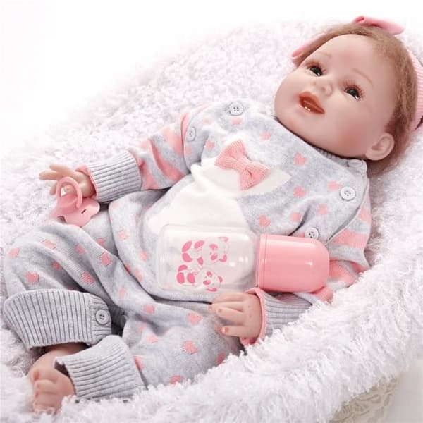 TD® 55 cm lång återfödelse docka leksak simulering baby silikon material 22 tum rosa simulering docka baby leksaker och presenter