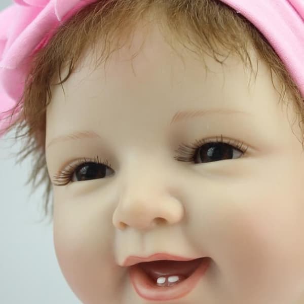 TD® Toddler Girl Doll Tutu Pannband Rosa och Vit Leende 22 tum Vinyl Silikon Realistisk nappflaska leksak
