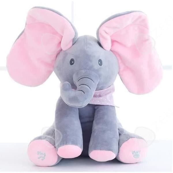 CONFO® Söt peek-a-boo sjungande elefant Baby plyschleksak Söt sjungande Uppstoppad Animerad Mjuk present för barn