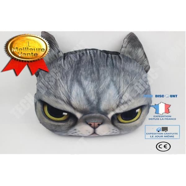 TD® 3D Cat Print Kudde Kreativ Söt Plysch Doll Present Hem Härlig kattmatta Färg: Grå