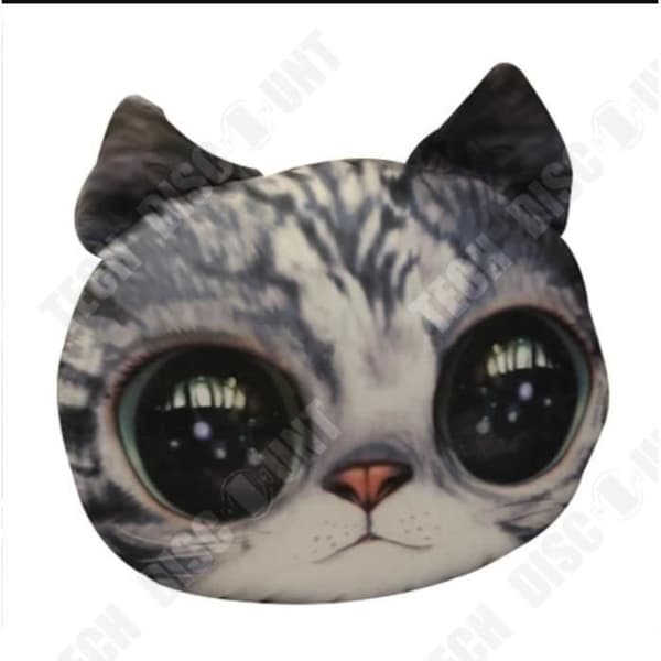 TD® Rolig 3D Cat Print Kudde Kreativ Söt Plysch Doll Present Hem Mjuk kattmatta Färg: Grå Kattunge