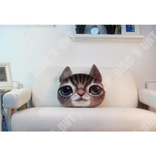 TD® Rolig 3D Cat Print Kudde Kreativ Söt Plysch Doll Present Hem Härlig kattmatta. Färg brun