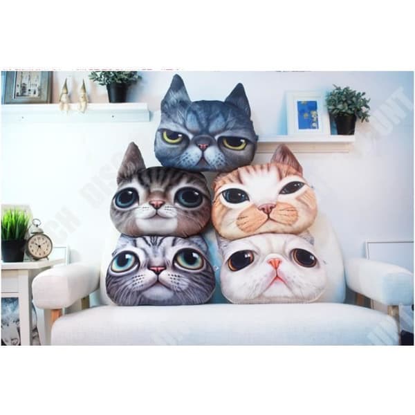TD® Rolig 3D Cat Print Kudde Kreativ Söt Plysch Doll Present Hem Härlig kattmatta. Färg brun