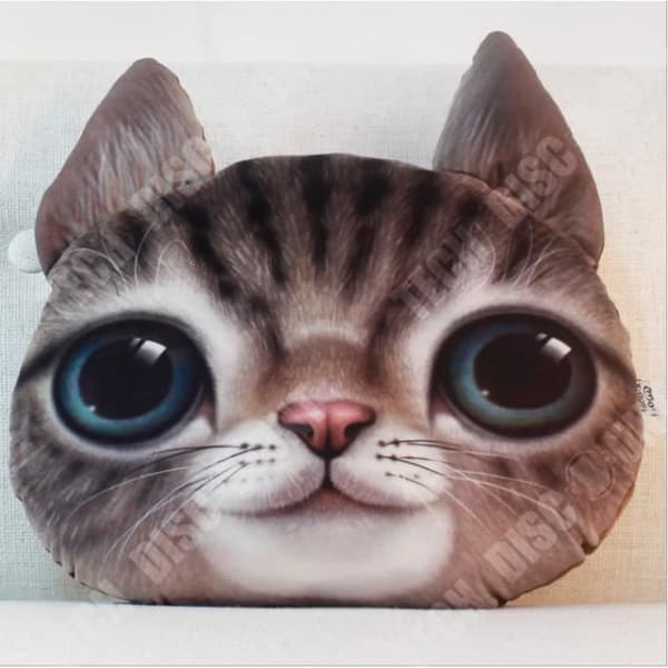 TD® Rolig 3D Cat Print Kudde Kreativ Söt Plysch Doll Present Hem Härlig kattmatta. Färg brun