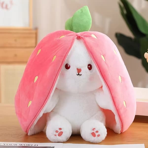 - Hyggelig og beroligende tøjdyrskanin til babyer – med LED-lys, åndbart og musik - Strawberry Bunny