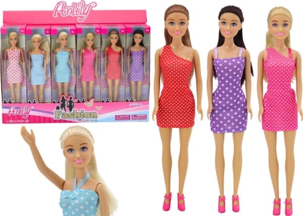 LeanToys Baby Doll Anlily i klänning långt hår 6 mönster