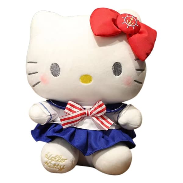 Söt Hello Kitty Gosedjurskatt – Plyschleksak & Mjukisdocka - Röd Slips