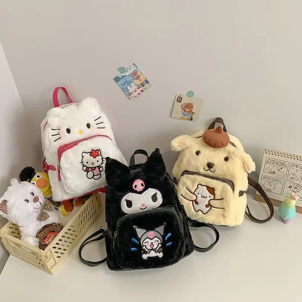 Söt Sanrio Ryggsäck – Gosedjursväska för Skolan - Hello Kitty