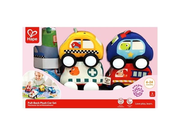 Hape Pull-Back Plush Car Set