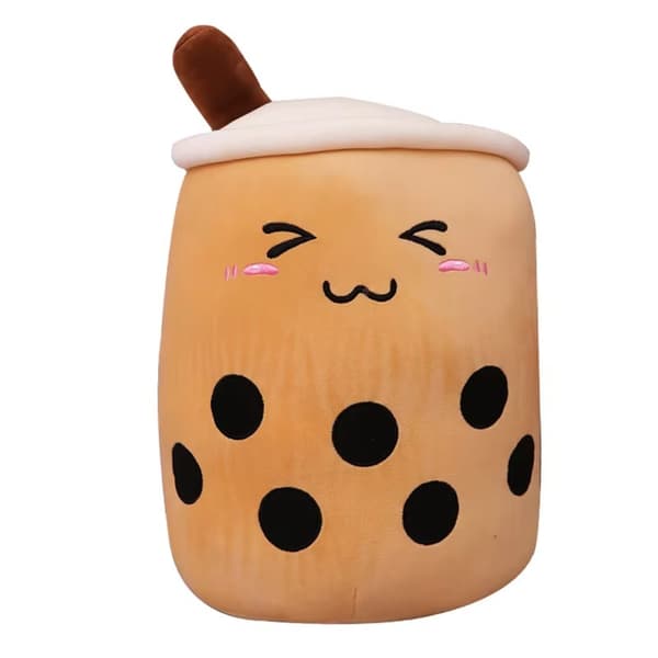 Tecknad Boba Mjukisdocka – Fruktig Bubble Tea i Plysch - Choklad 24 cm