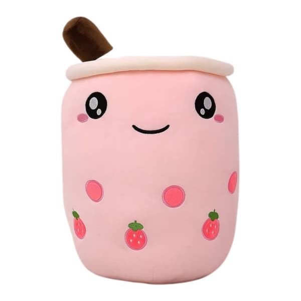 Tecknad Boba Mjukisdocka – Fruktig Bubble Tea i Plysch - Rosa 70 cm