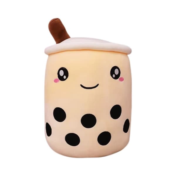 Tecknad Boba Mjukisdocka – Fruktig Bubble Tea i Plysch - Grädde 70 cm
