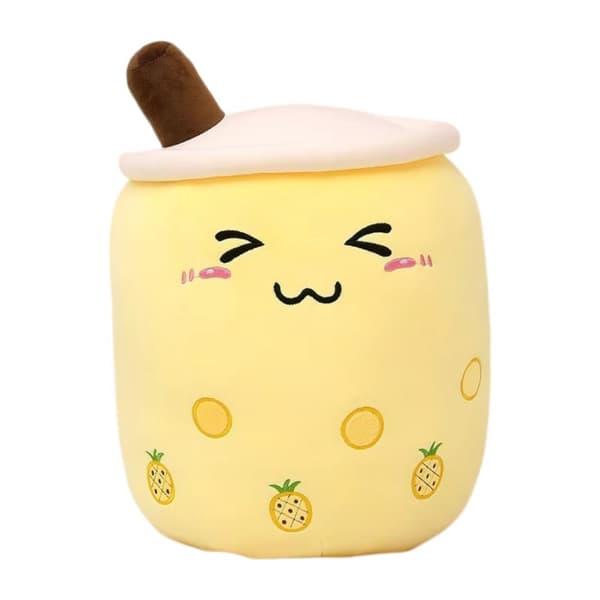 Tecknad Boba Mjukisdocka – Fruktig Bubble Tea i Plysch - Gul 70 cm