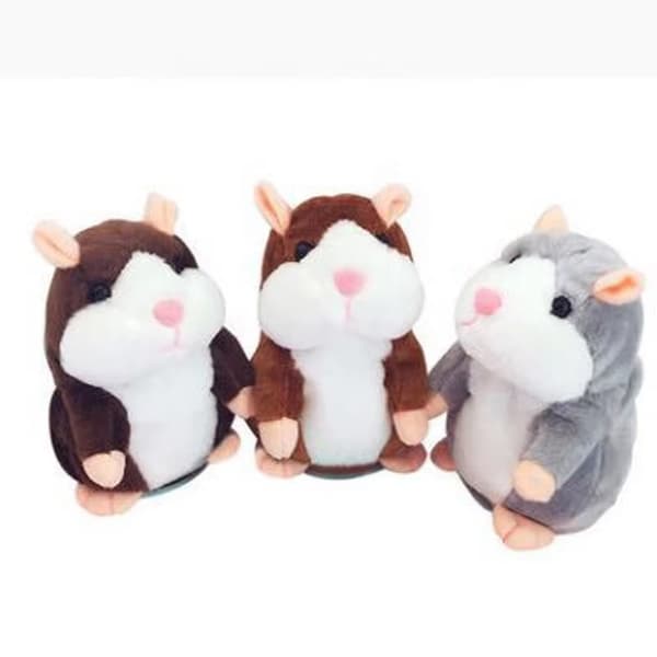 Elektrisk Gående och Pratande Hamster med Inspelning - Mörkbrun 18 cm