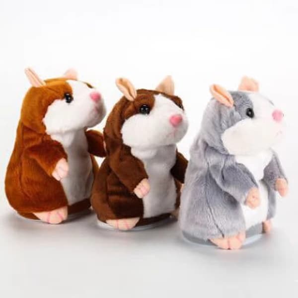 Elektrisk Gående och Pratande Hamster med Inspelning - Mörkbrun 20 cm