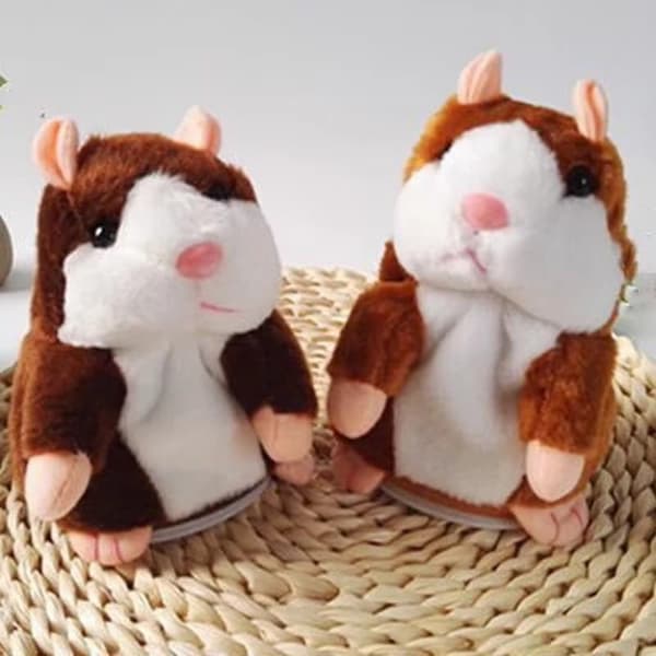 Elektrisk Gående och Pratande Hamster med Inspelning - Mörkbrun 20 cm