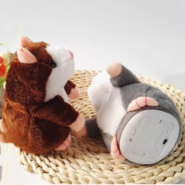 Elektrisk Gående och Pratande Hamster med Inspelning - Mörkbrun 20 cm