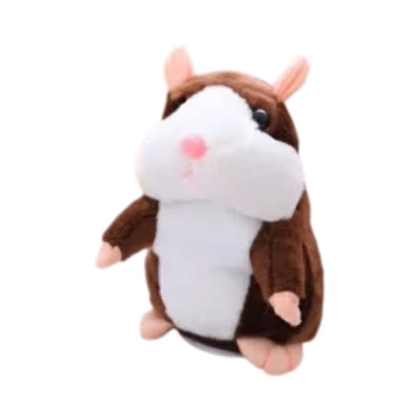 Elektrisk Gående och Pratande Hamster med Inspelning - Mörkbrun 20 cm