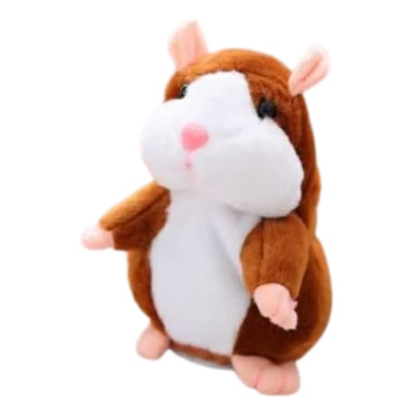 Elektrisk Gående och Pratande Hamster med Inspelning - Brun 20 cm