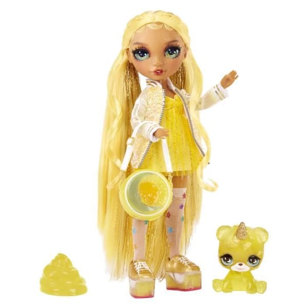 Rainbow High Fashion Doll with Slime Kit och Pet - Sunny (Gul) - 28cm Glitter Doll with Slime Kit