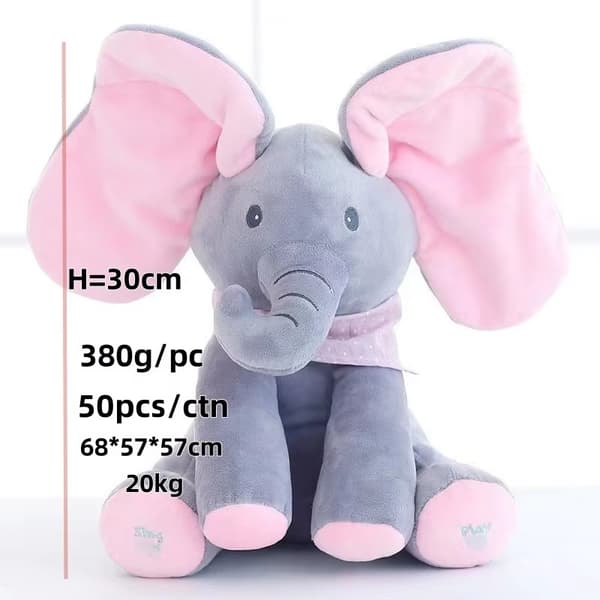 Sjungande Interaktiv Mjukisdjur med Musik och Tal - Grå Elefant
